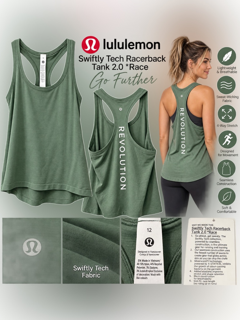 lululemon Swiftly Tech Racerback Tank in Olive Green